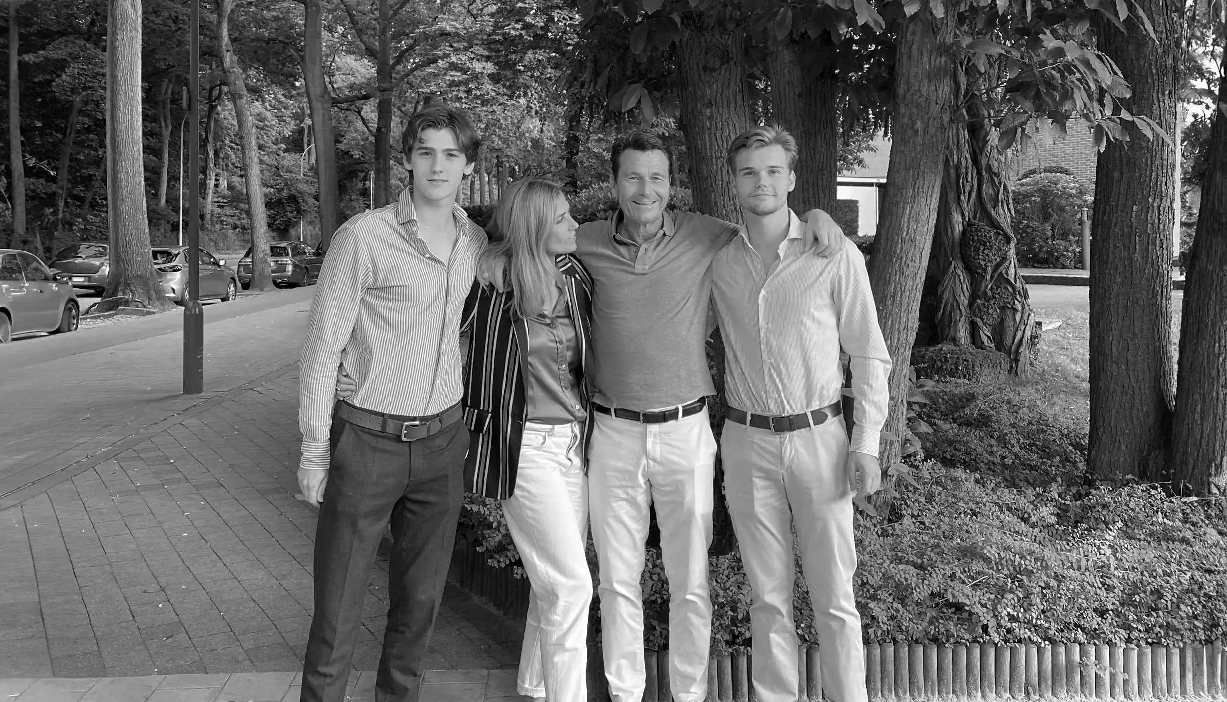 The Okker & Ockers family behind the brand. From left to right: Ilan Okker, Susan Ockers, Antony Okker, and Robin Okker. Captured outdoors in a candid moment.