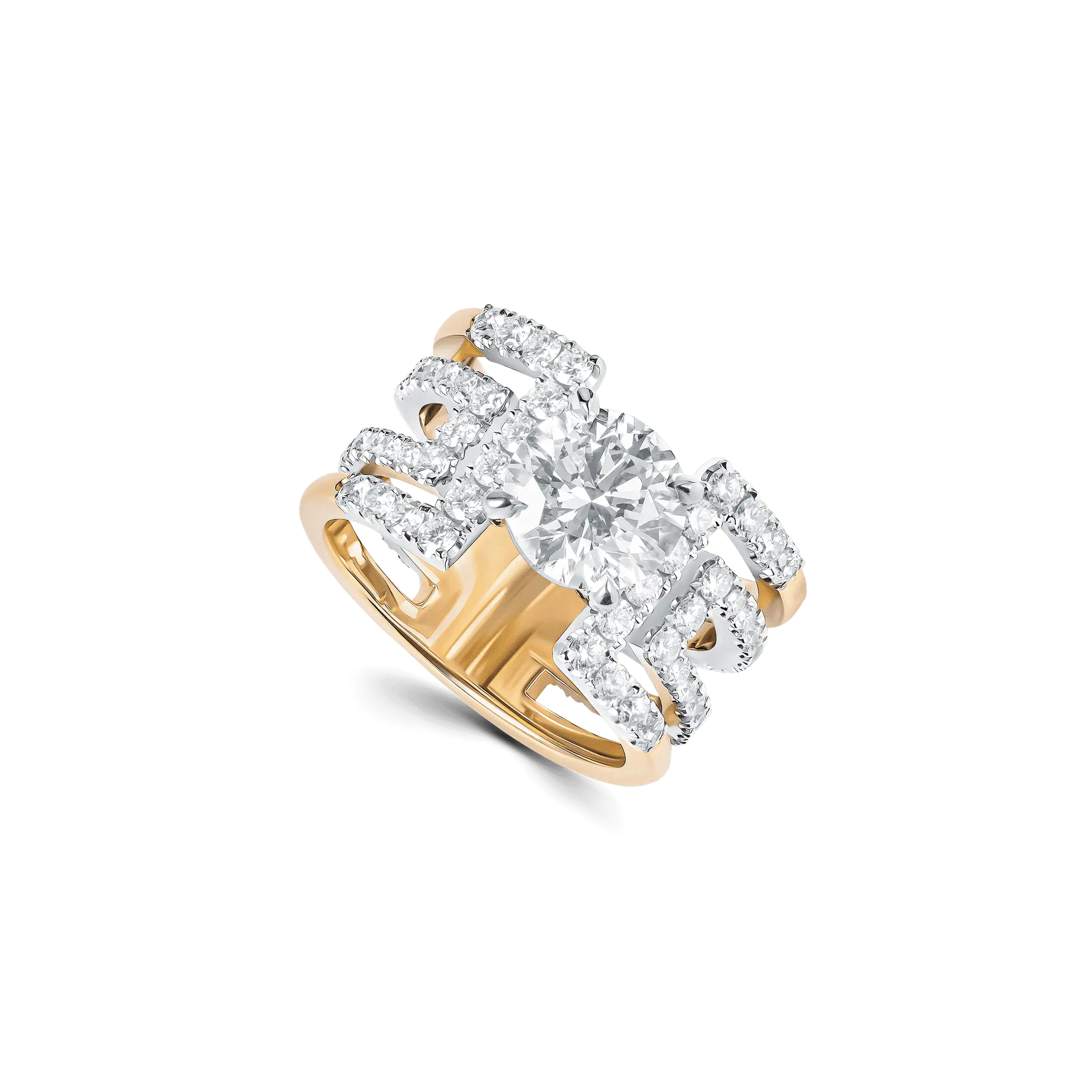 Heloise Round Grand ring featuring a 2-carat round-cut lab-grown diamond and a white gold double band design.